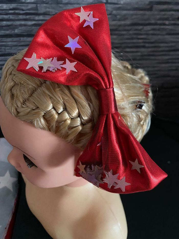 Serre tête enfant rouge satiné étoiles mobiles - photo numéro 2