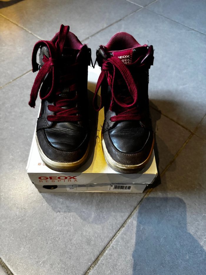 Chaussures / Baskets montantes en cuir avec fermeture éclair & scratch - Geox - 33