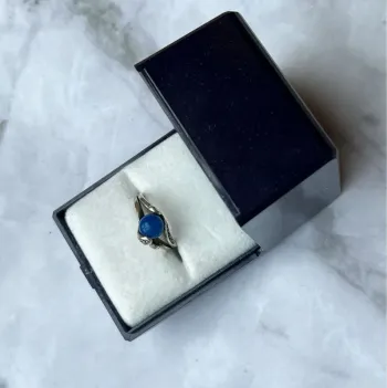 Bague en argent 925 vintage perle bleue foncé raffinée
