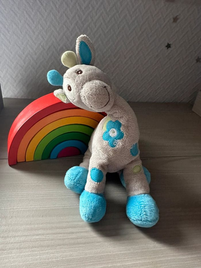 Peluche girafe arthur et lola Bébisol gris