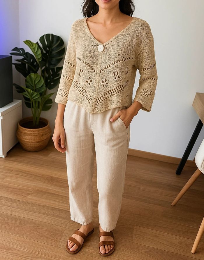 Top bohème en crochet tricot vintage - photo numéro 2