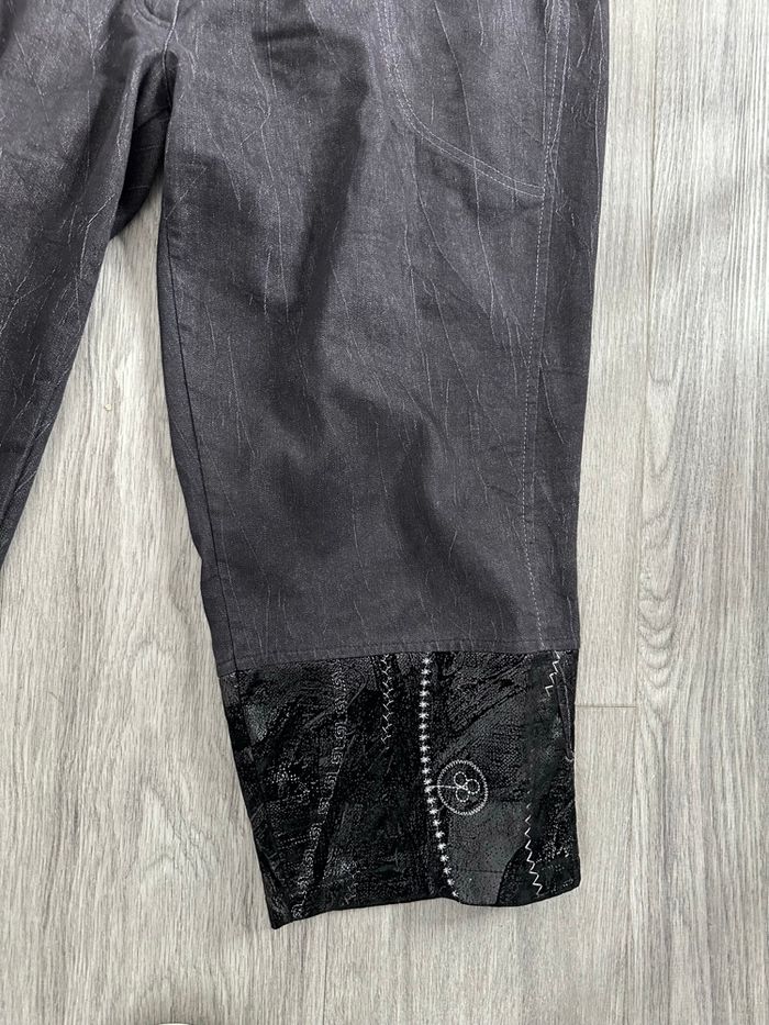 Pantacourt gris et noir froissé similicuir S.Quise T46 3XL - photo numéro 2