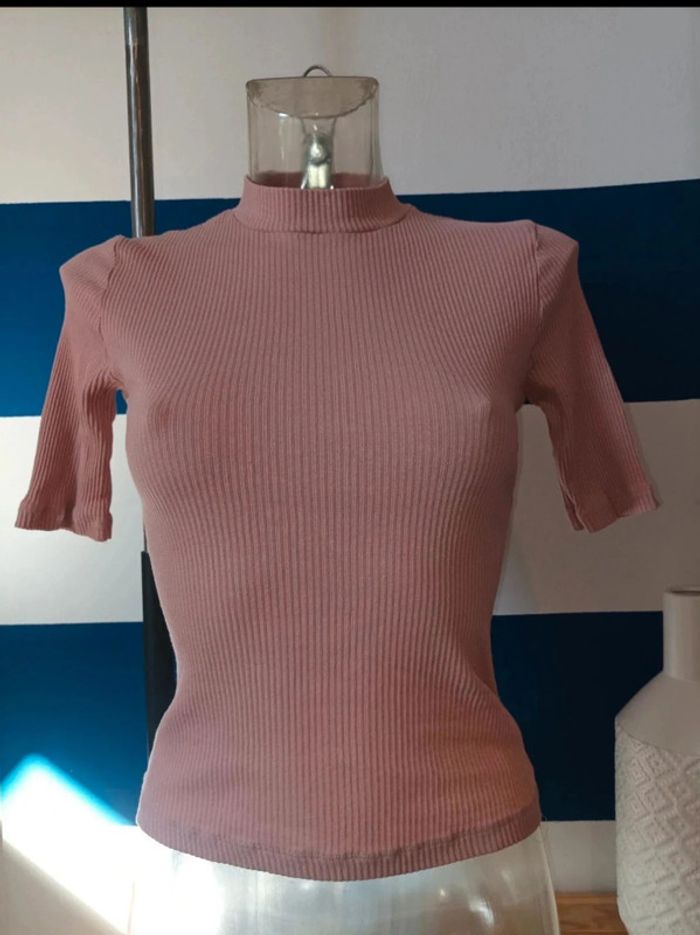 Tee-shirt manches courtes coton côtelé Jennyfer femme taille S - photo numéro 2