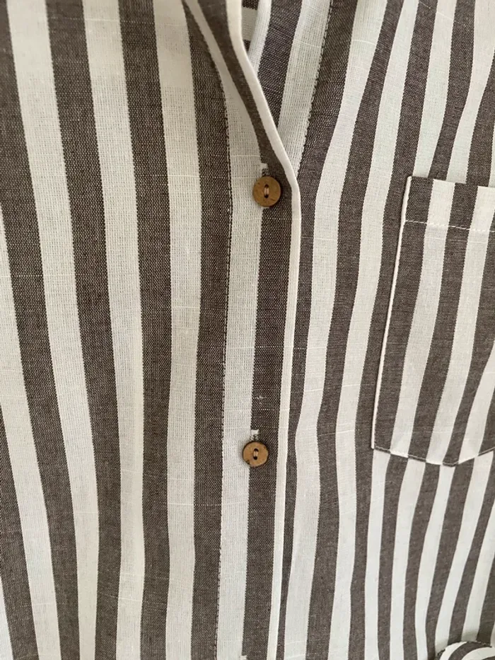 Chemise rayée marron et blanc - photo numéro 6