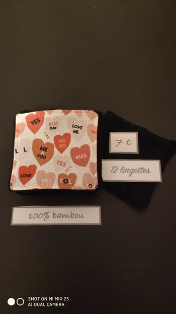 12 lingettes lavables, neuf