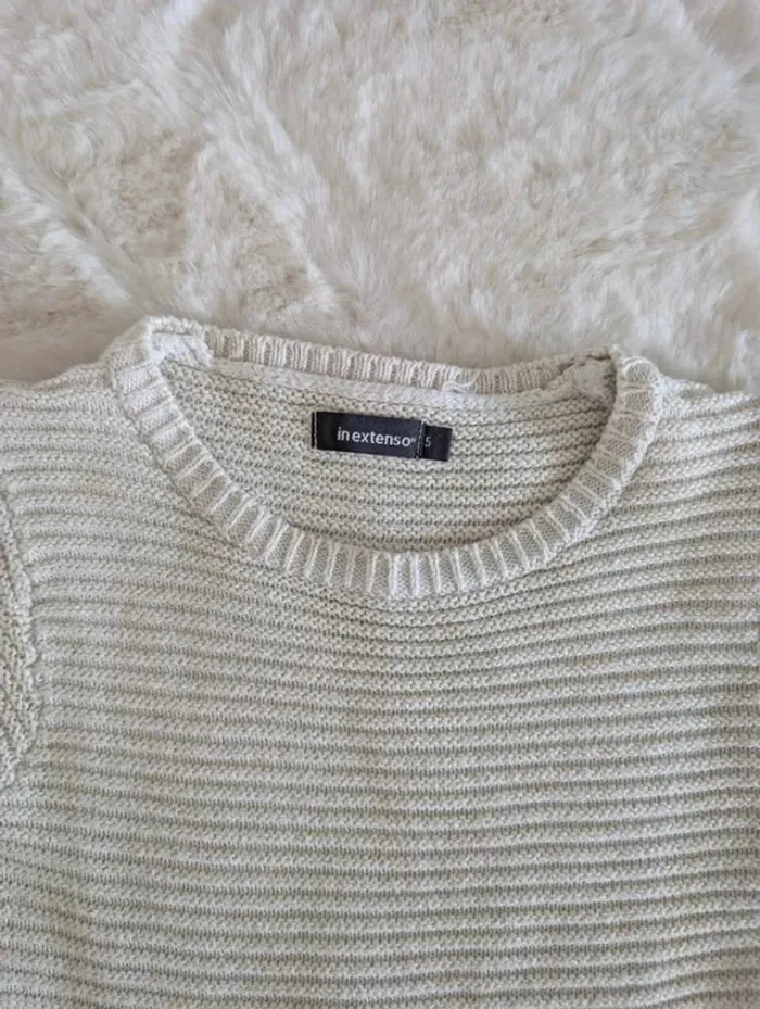 Robe pull crème et dorée manches courtes fille 5 ans Inextenso - photo numéro 2