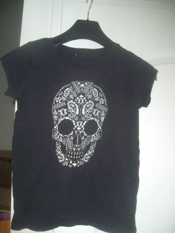 tee shirt noir fille 12 ans logo tête de mort