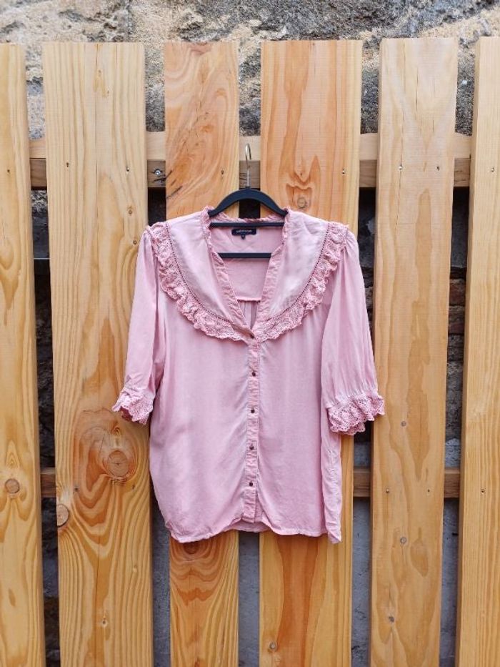 Jolie blouse chemisier rose pâle Bonobo