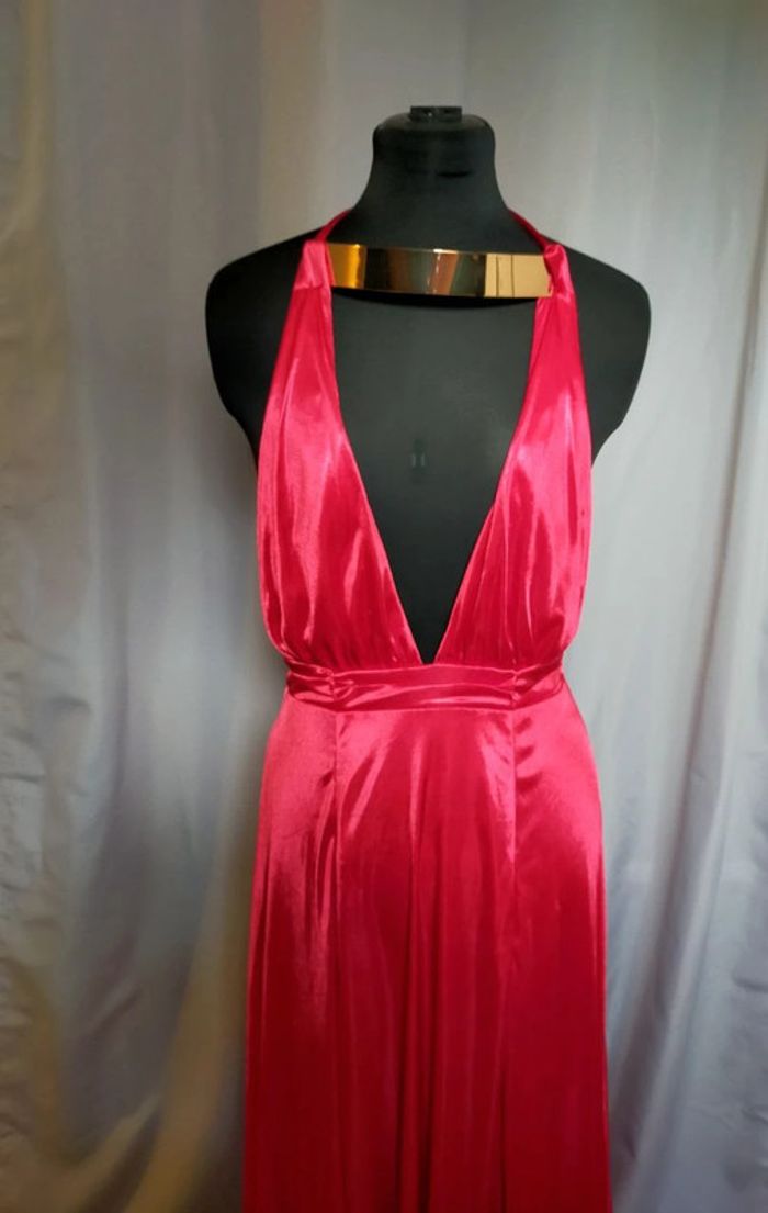 Robe longue rouge satinée – Nazz Couture – Taille 10 (38) - photo numéro 2