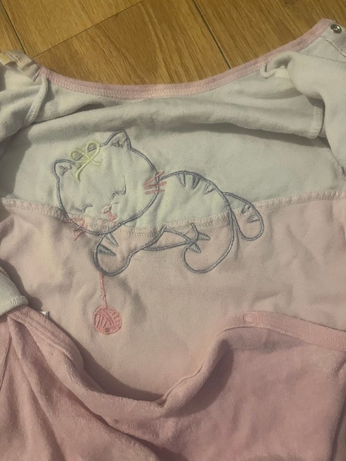 pyjama 1 pièce bébé fille gemo 18 mois rose chat brodé - photo numéro 5