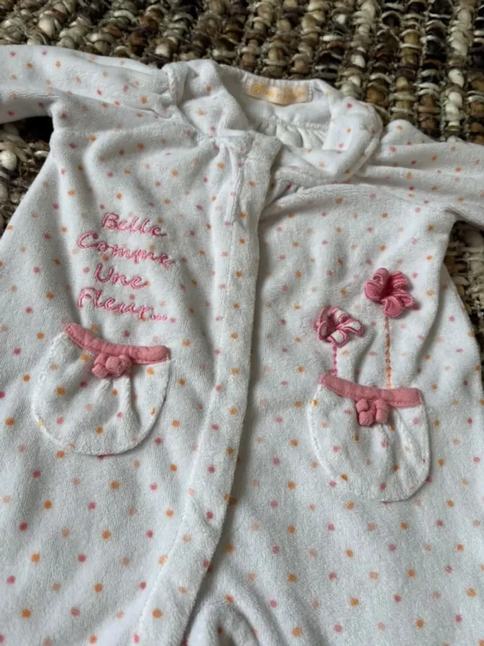 Pyjama fille blanc et rose gemo 9 mois - photo numéro 3