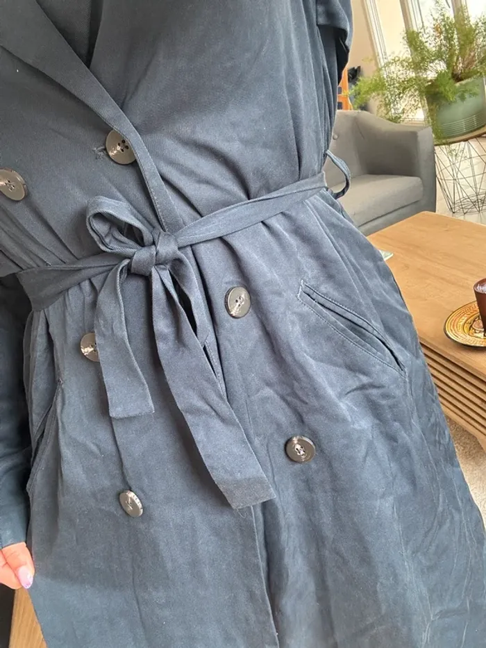 Trench long bleu marine - VILA taille M - photo numéro 16