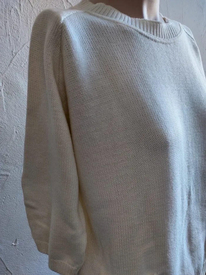 Pull écru en maille - photo numéro 3