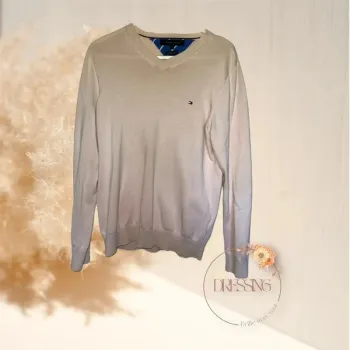 Homme S - Pull fin rose pale tommy hilfiger en V