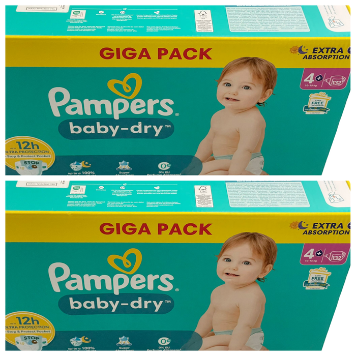 Lot de 264 Couches Pampers Baby Dry 10-15 kg Taille 4+Neuf
