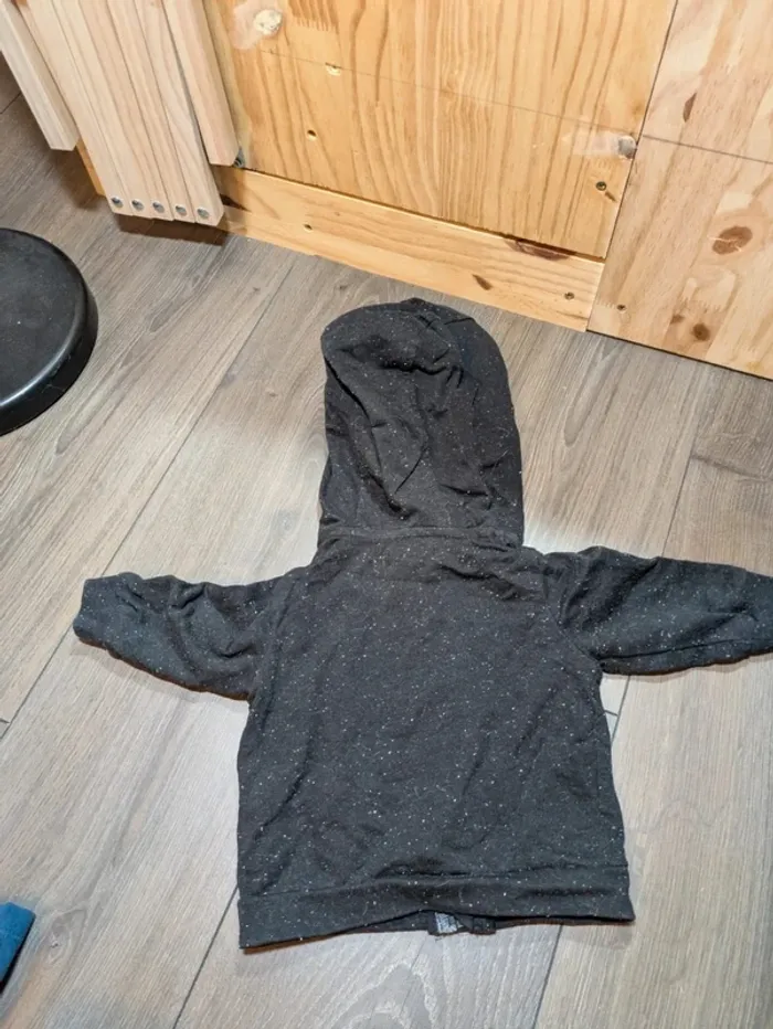 Gilet veste zippée mes petits cailloux 3 mois noir chiné fusée - photo numéro 3