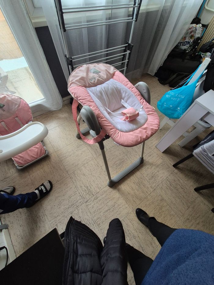Chaise haute avec transat rose - photo numéro 5