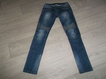 Jean AZERTY bleu moyen fausses plissures surpiqûres taille S TBE