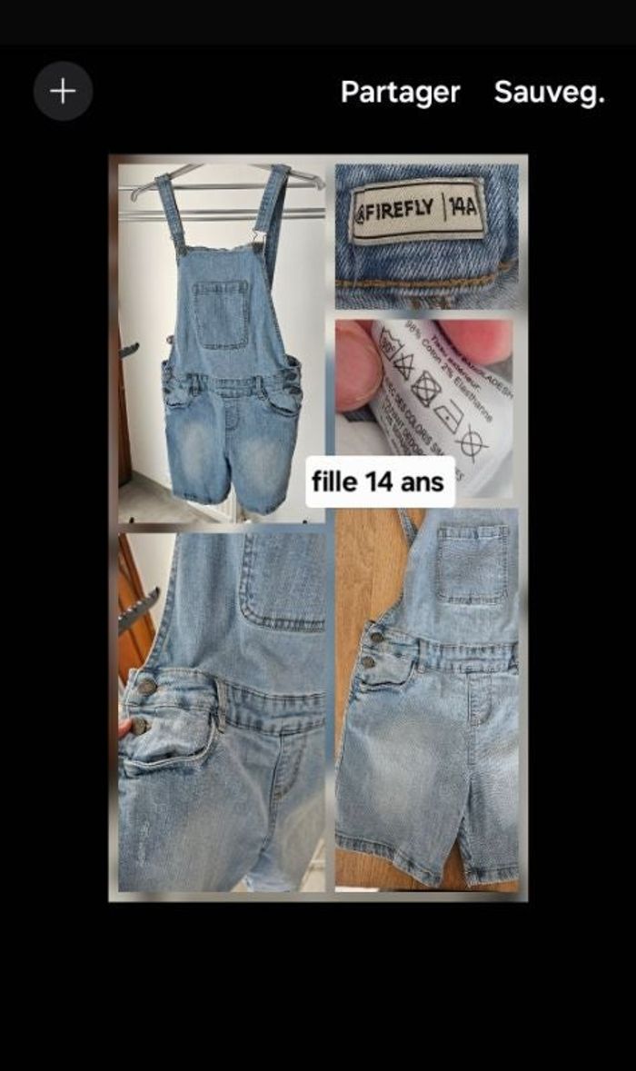 Salopettes jeans fille short 14 ans