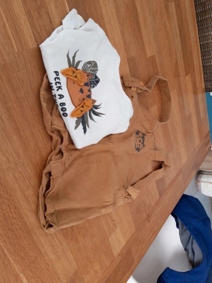 Ensemble salopette short et t shirt bebe