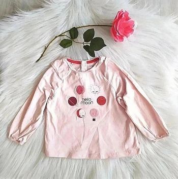 Tee-shirt manches longues bébé fille Obaibi 18 mois = 80 cm inscription Hello Moon