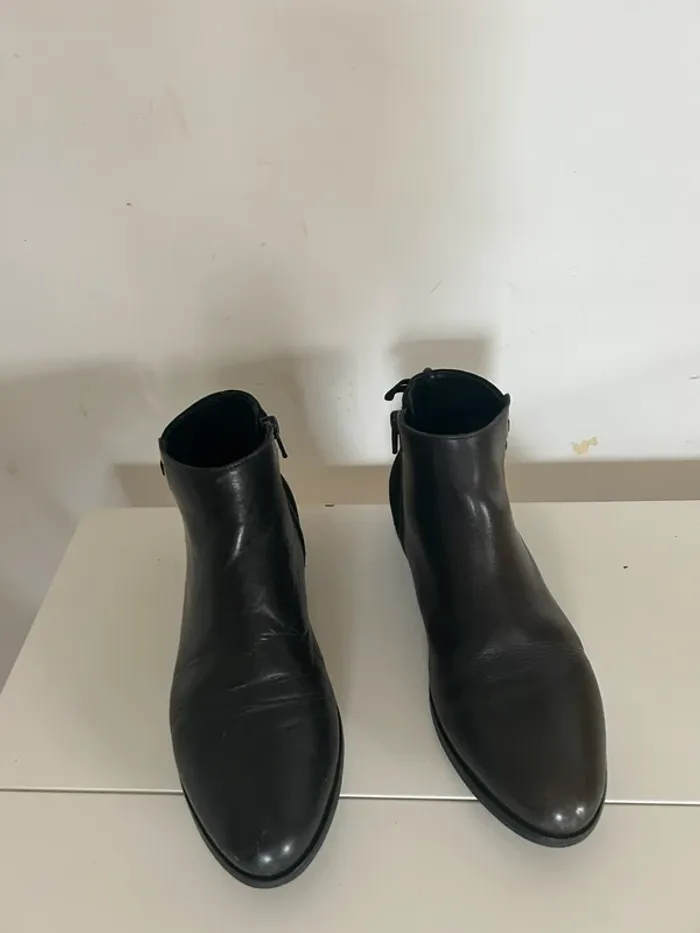 Bottines noires en véritable cuir, femme, pointure 36 - photo numéro 7