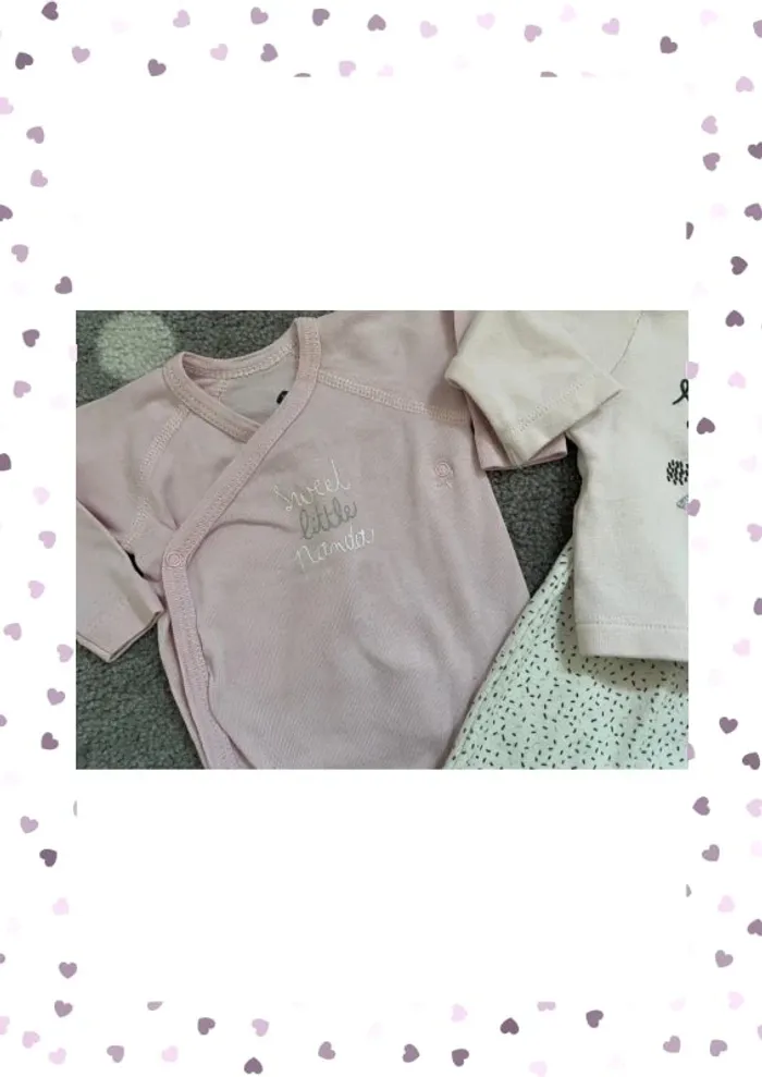 Ensemble 3 pièces Bébé Fille Taille 1 mois/53 cm - photo numéro 2
