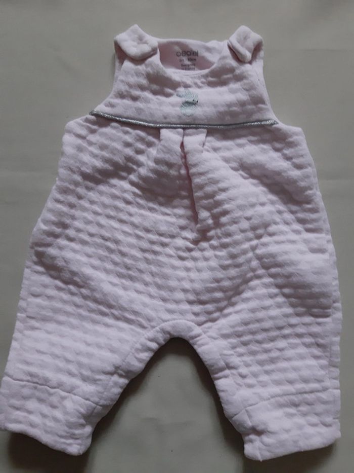 Ensemble combinaison salopette molletonnée rose + 2 bodies - obaïbi - naissance - 50 cm - photo numéro 10