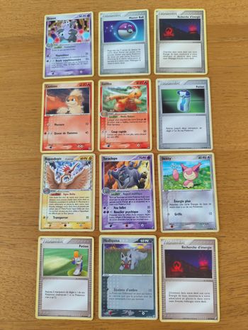 Lot 12 cartes pokemon bloc ex vintage bon état rubis saphir deoxis gardiens cristal