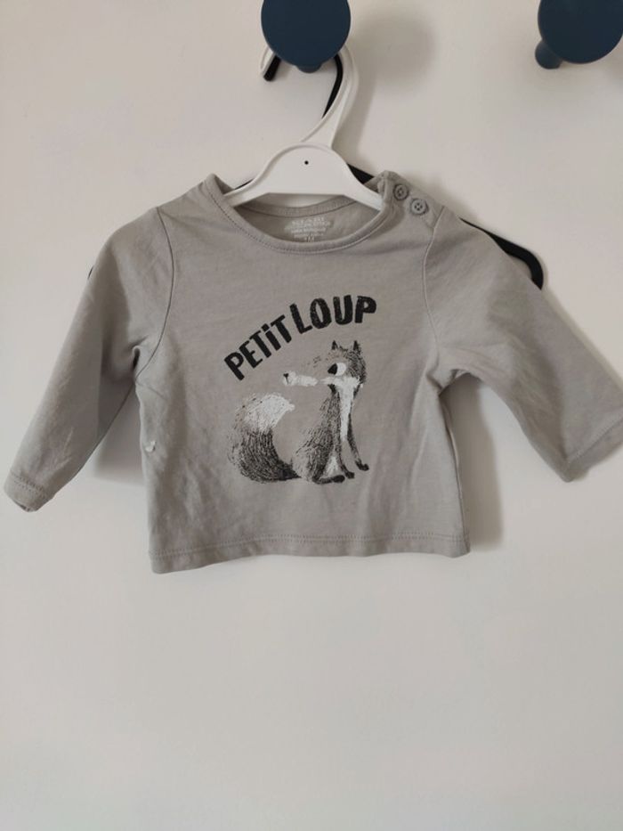 T-shirt bébé 1mois loup Neuf