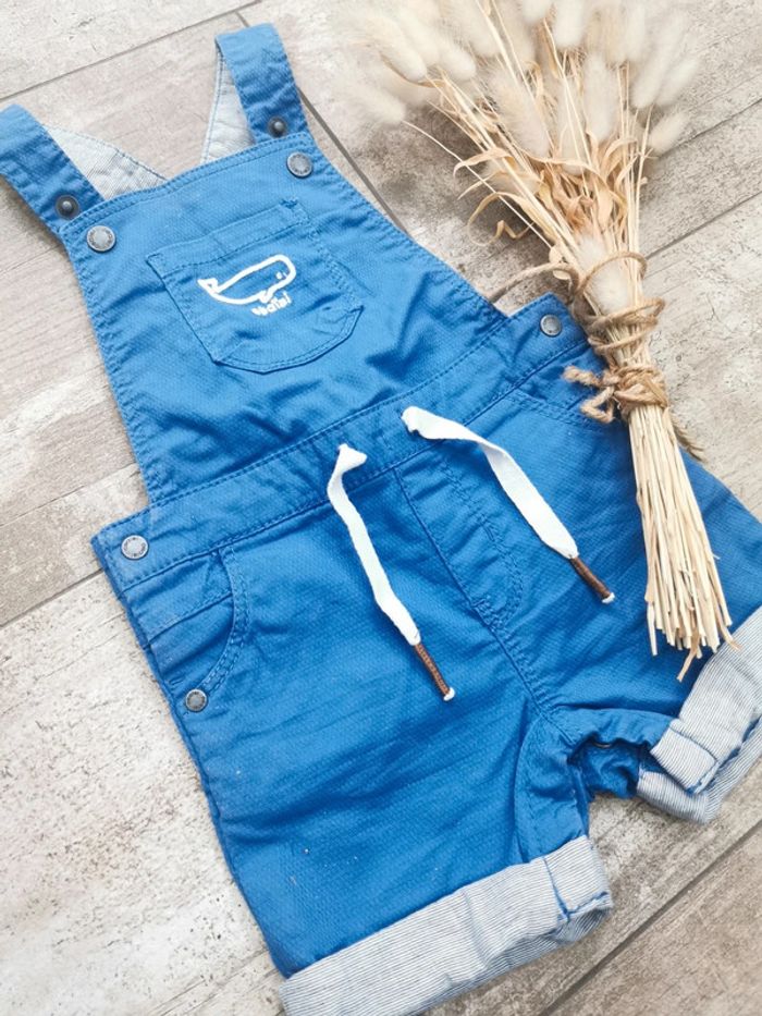 🌺Obaibi Très jolie salopette short 6 mois bebe garçon bleu blanc - photo numéro 4