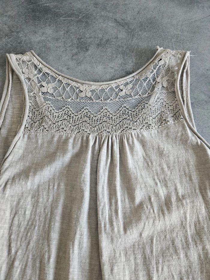 Débardeur léger en dentelle femme - Taille 36 / S - Beige gris - photo numéro 4