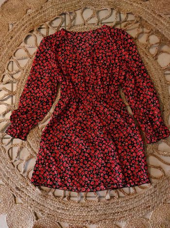 Robe imprimée à roses rouges