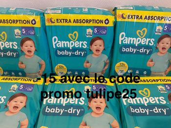 Six pack de couches Pampers taille 5 plus