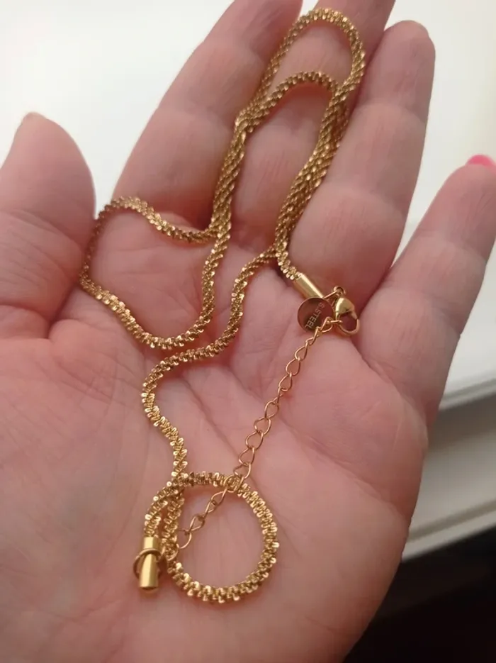 Collier chaine en acier inoxydable doré - photo numéro 3
