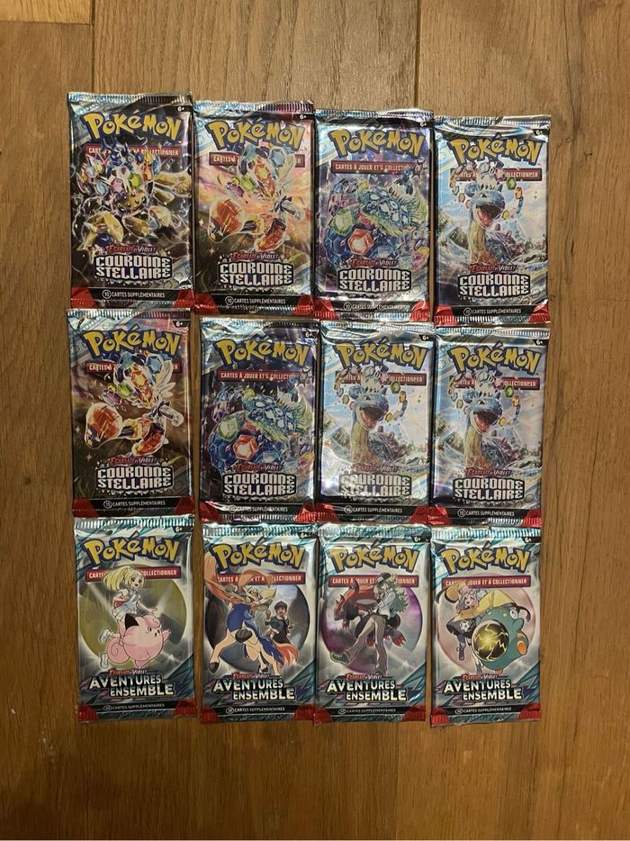 12 booster Pokémon ev9 et couronne stellaire