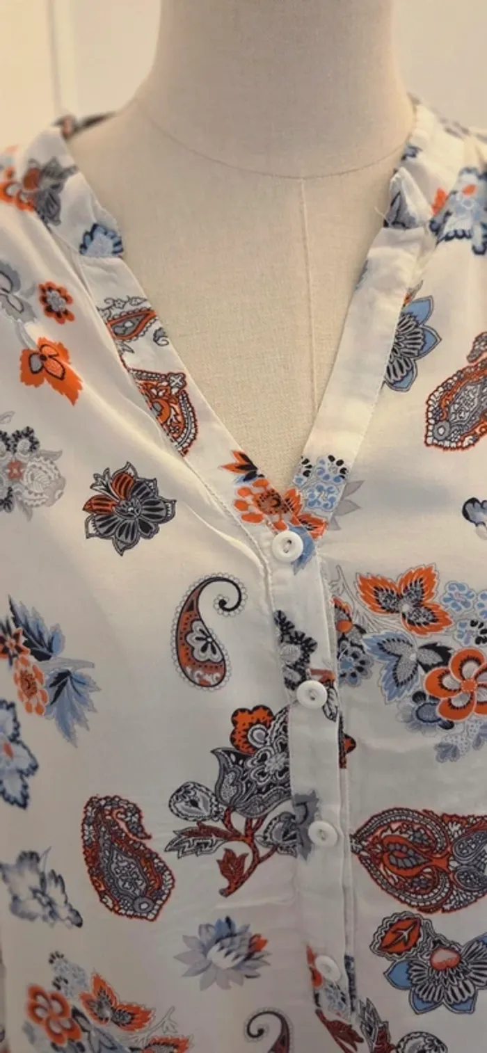 Blouse imprimée fleurie & cachemire Blu Deise taille L/XL - photo numéro 6