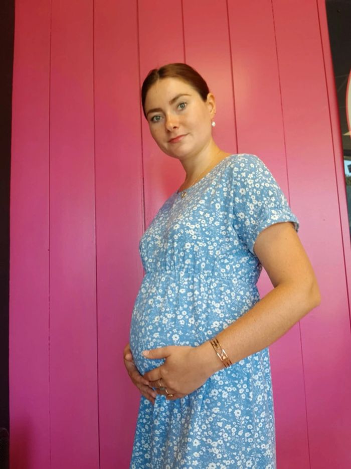 Jolie robe coton parfait pour été bleue a fleurs - photo numéro 2