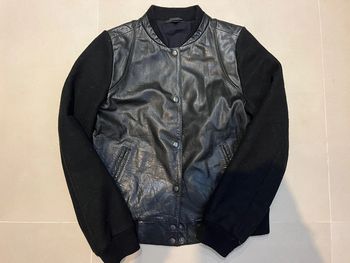 Veste bombées cuir bi-matière