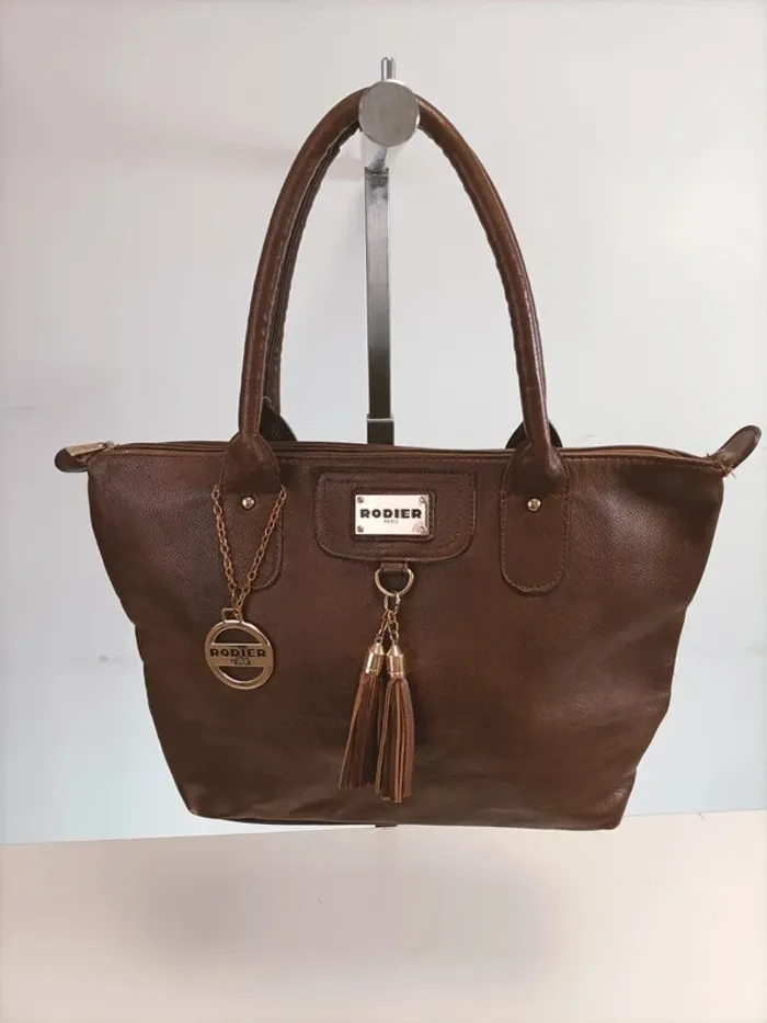 Sac à main Rodier marron avec détails dorés - photo numéro 3