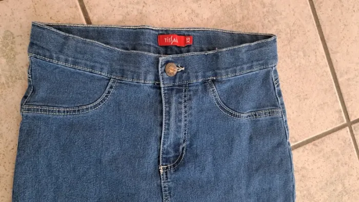Jeans stretch été bleu clair, Tissaia, XS - photo numéro 2
