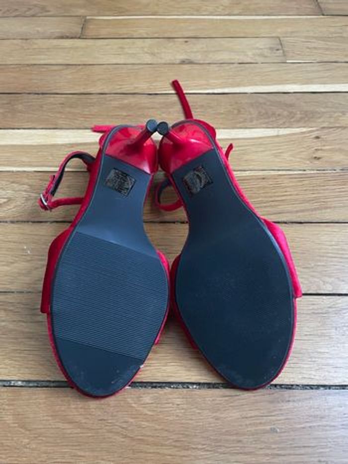 Sandales à talons en velours rouge PLT - Taille 38 - photo numéro 3