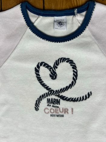 Haut pyjama velours noeud marin 6 ans Petit Bateau