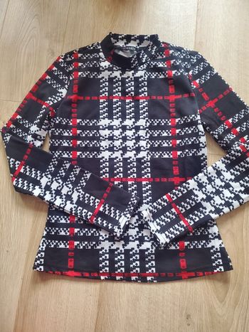 Haut blouse à carreaux col roulé taille 36