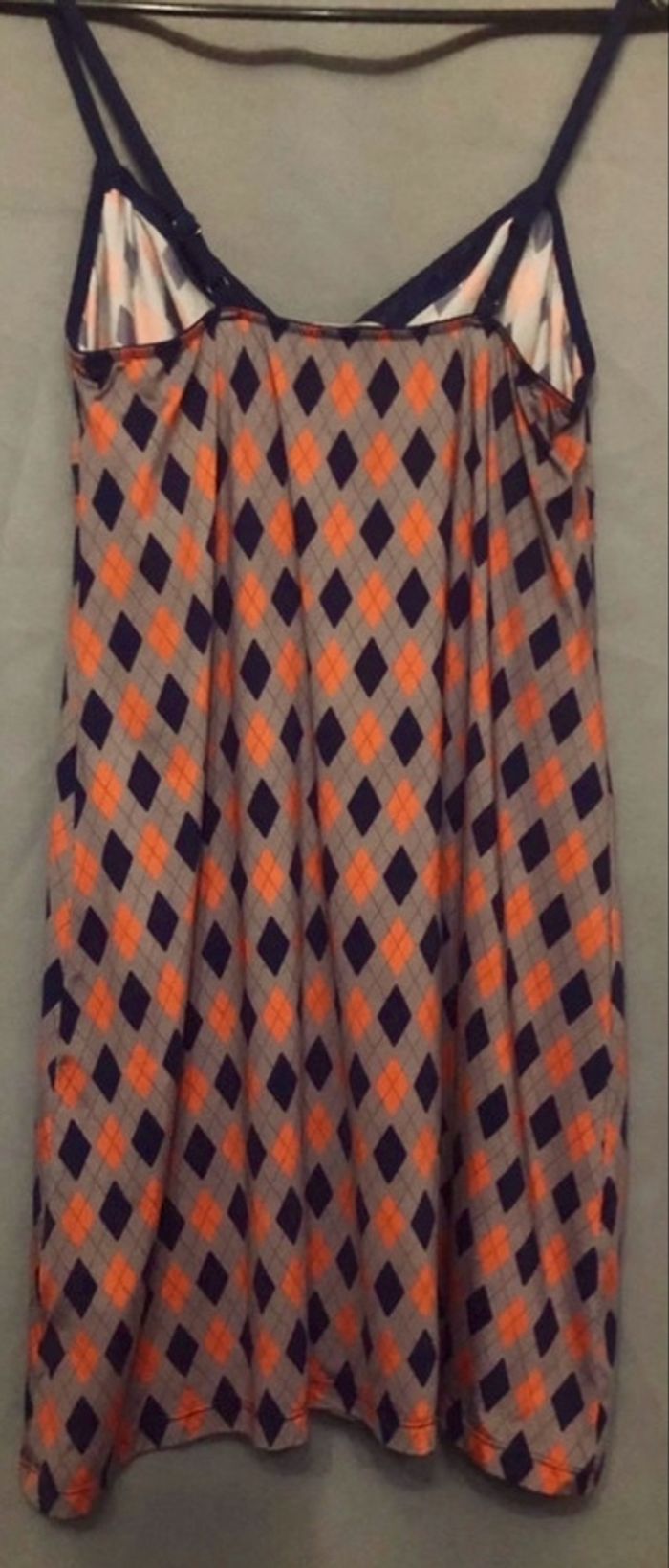 Nuisette à carreaux »Etam »corail et bleu marine - photo numéro 3