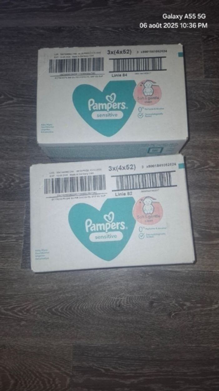 Lingettes pampers sensitive lot