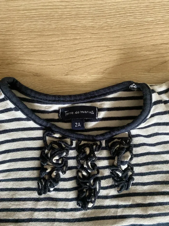 Robe bleu marine rayé mi-saison épaisse sans manche bébé fille 2 ans Terre de Marins - photo numéro 3