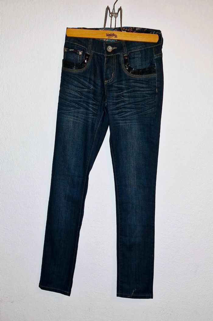 🤎Jeans marine taille basse pour femme taille XXS - photo numéro 2