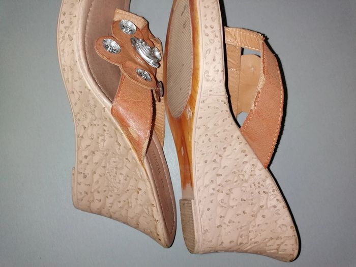 Mules ouvertes compensées, camel, 36 - photo numéro 5