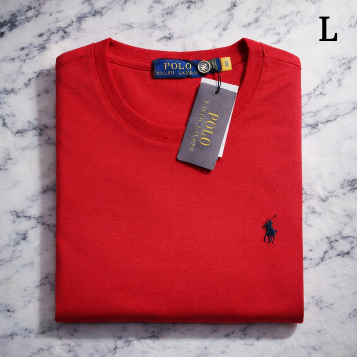 Tee Shirt Ralph Lauren pour homme - Taille L - Rouge logo brodé noir - Neuf